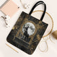Anput Jackal Mask Tote Bag with Full Moon Egyptian Afterlife Symbolism