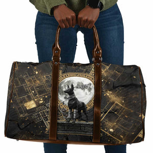 Anput Jackal Mask Travel Bag with Full Moon Egyptian Afterlife Symbolism