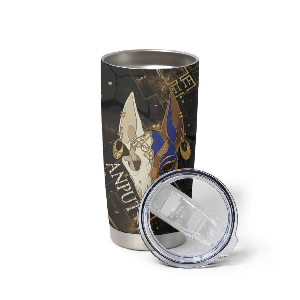 Anput Jackal Mask Tumbler Cup with Full Moon Egyptian Afterlife Symbolism