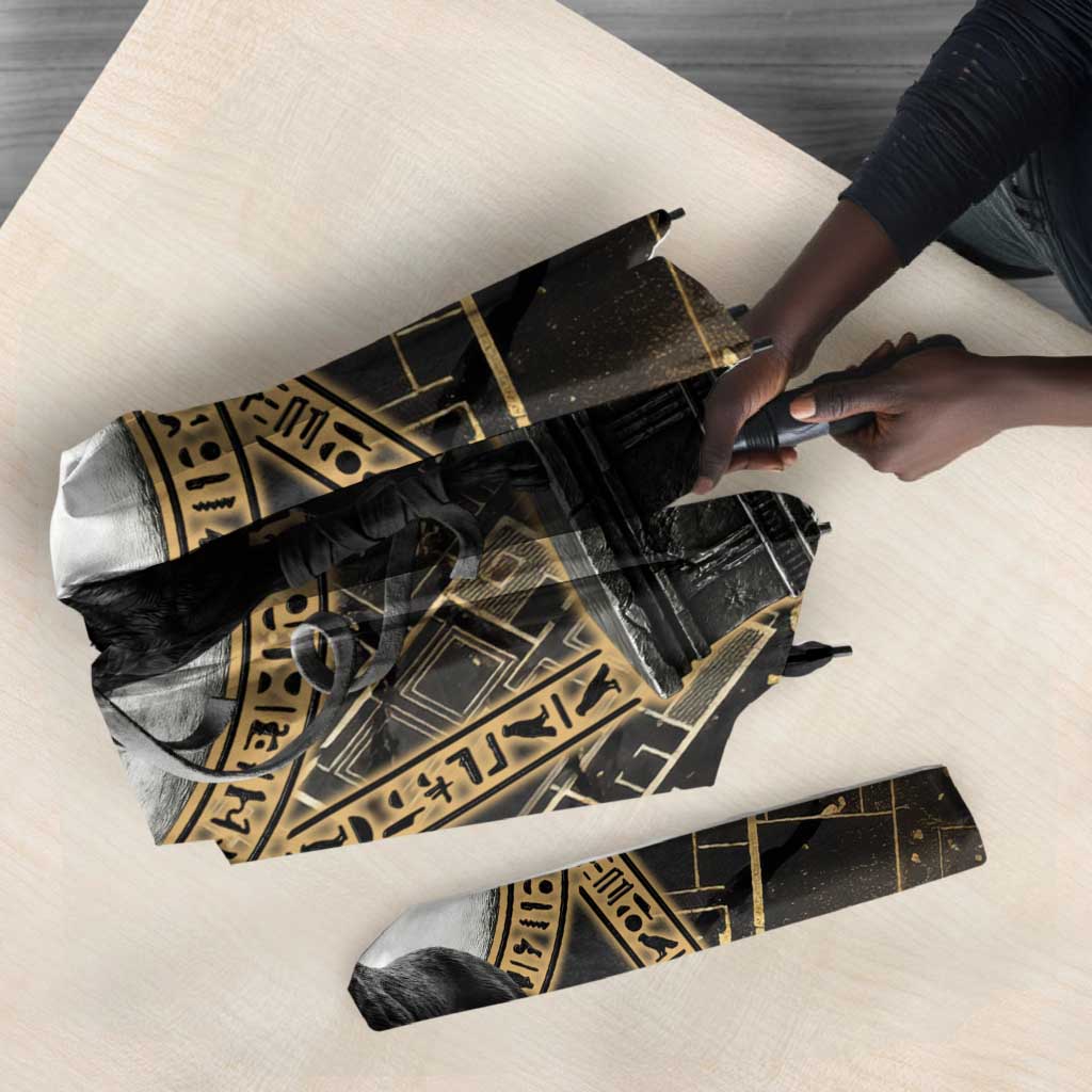 Anput Jackal Mask Umbrella with Full Moon Egyptian Afterlife Symbolism