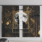 Anput Jackal Mask Window Curtain with Full Moon Egyptian Afterlife Symbolism