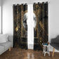 Anput Jackal Mask Window Curtain with Full Moon Egyptian Afterlife Symbolism