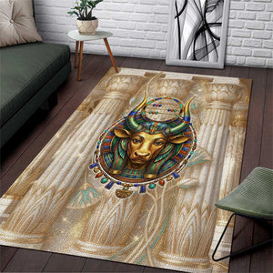 Hathor Area Rug with Sacred Cow Head Egyptian Fertility Symbolism