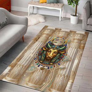 Hathor Area Rug with Sacred Cow Head Egyptian Fertility Symbolism