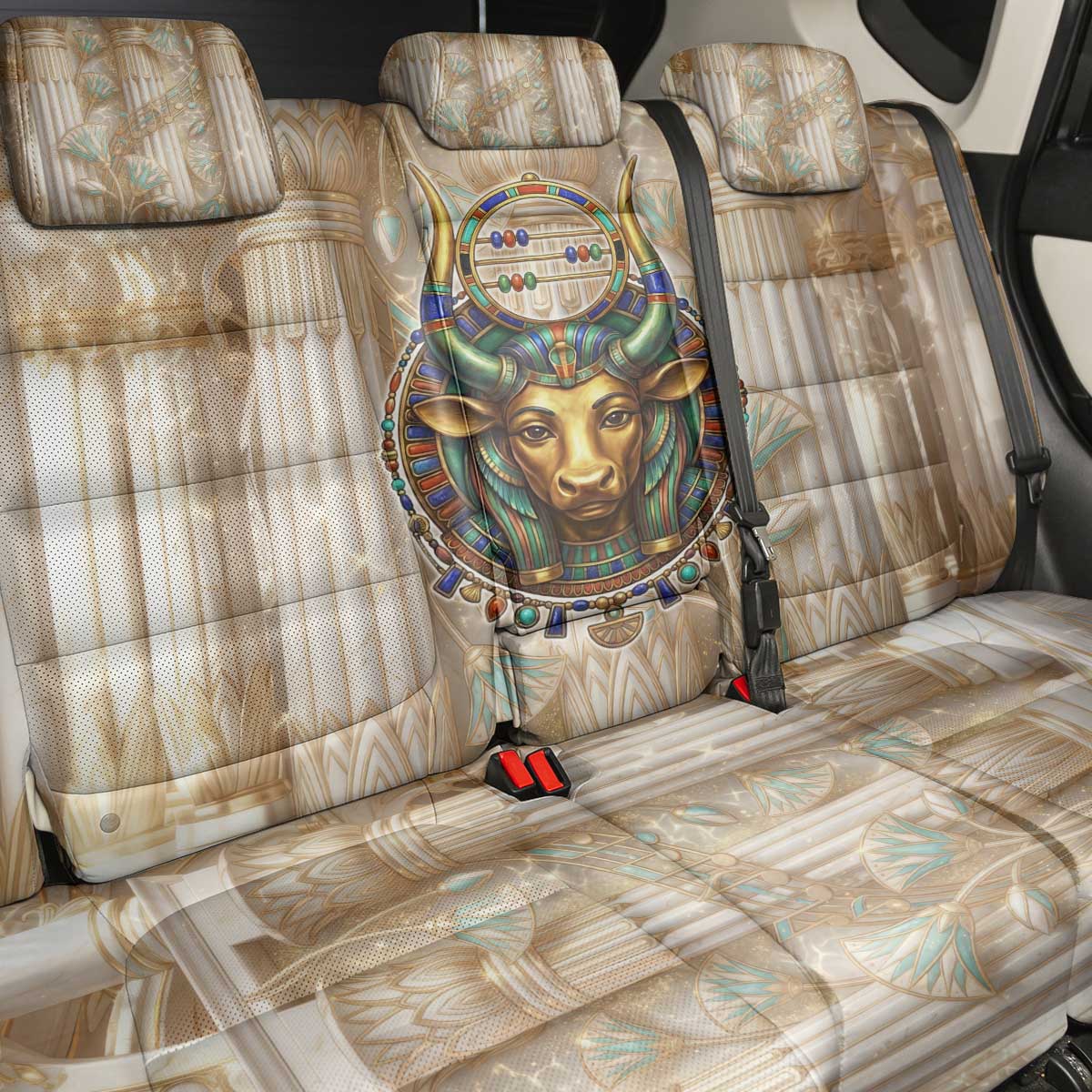 Hathor Back Car Seat Cover with Sacred Cow Head Egyptian Fertility Symbolism