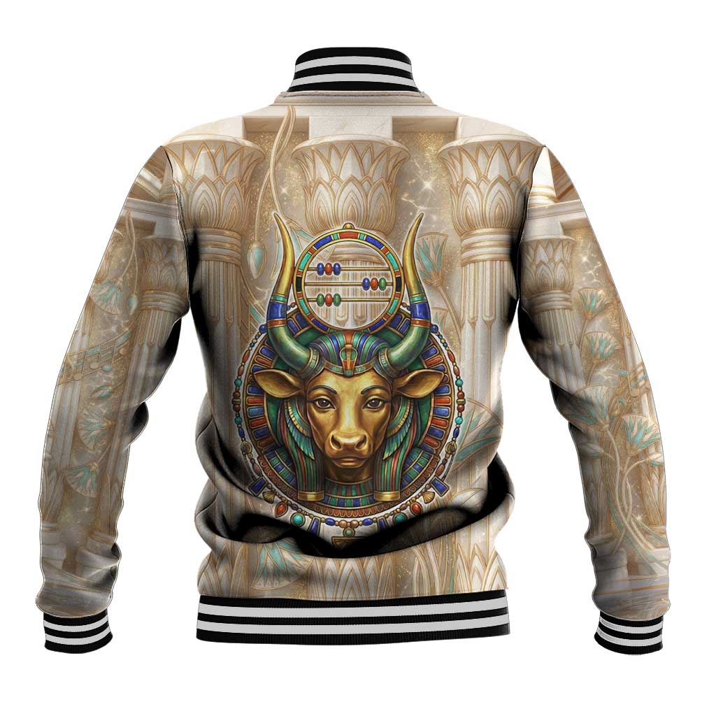 Hathor Baseball Jacket with Sacred Cow Head Egyptian Fertility Symbolism