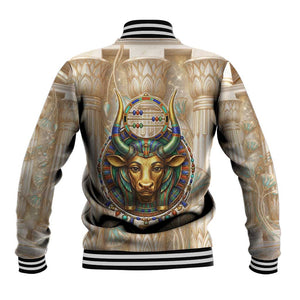 Hathor Baseball Jacket with Sacred Cow Head Egyptian Fertility Symbolism