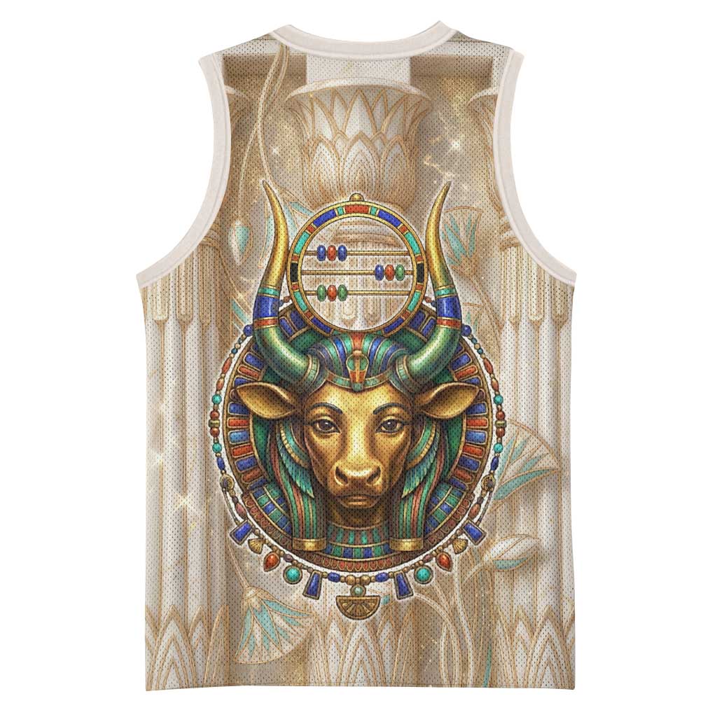 Hathor Basketball Jersey with Sacred Cow Head Egyptian Fertility Symbolism