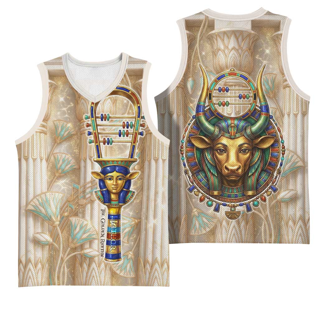 Hathor Basketball Jersey with Sacred Cow Head Egyptian Fertility Symbolism