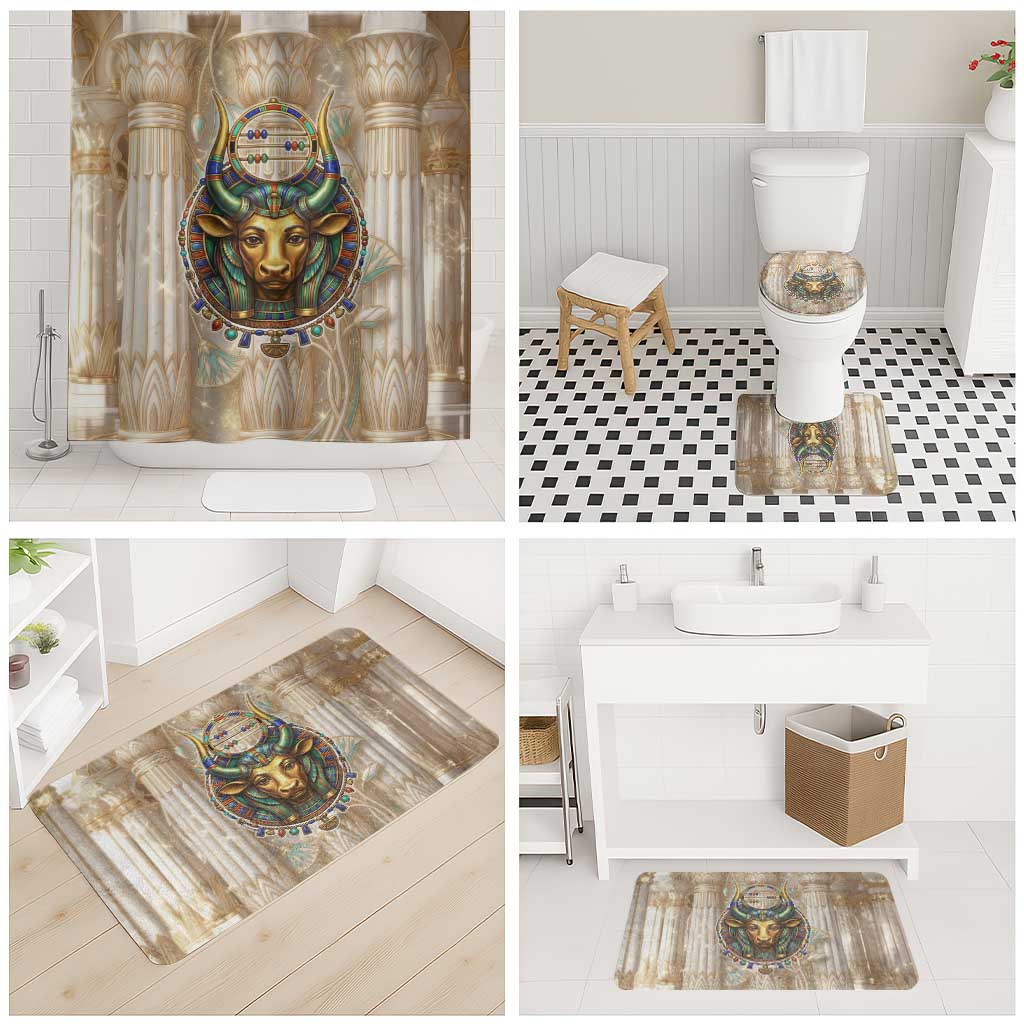 Hathor Bathroom Set with Sacred Cow Head Egyptian Fertility Symbolism