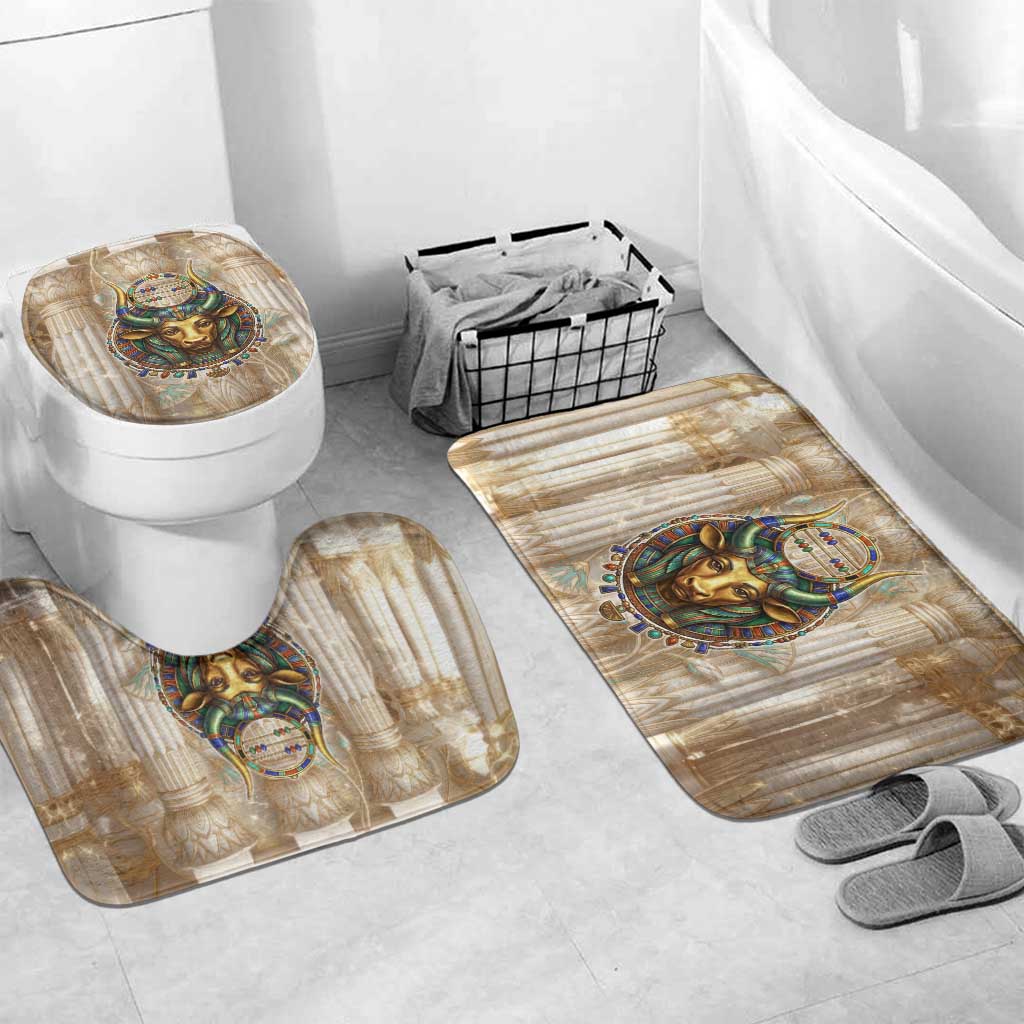 Hathor Bathroom Set with Sacred Cow Head Egyptian Fertility Symbolism
