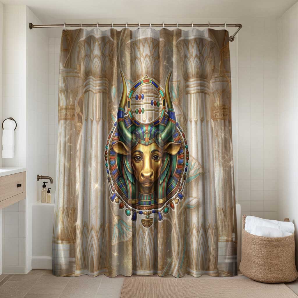 Hathor Bathroom Set with Sacred Cow Head Egyptian Fertility Symbolism