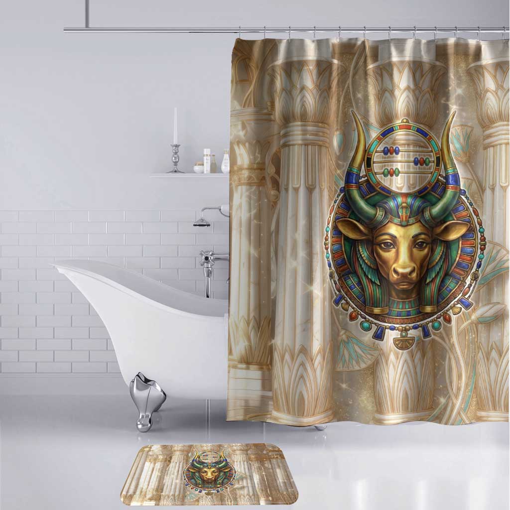 Hathor Bathroom Set with Sacred Cow Head Egyptian Fertility Symbolism