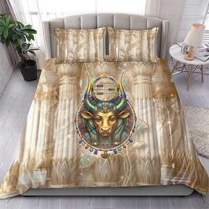 Hathor Bedding Set with Sacred Cow Head Egyptian Fertility Symbolism