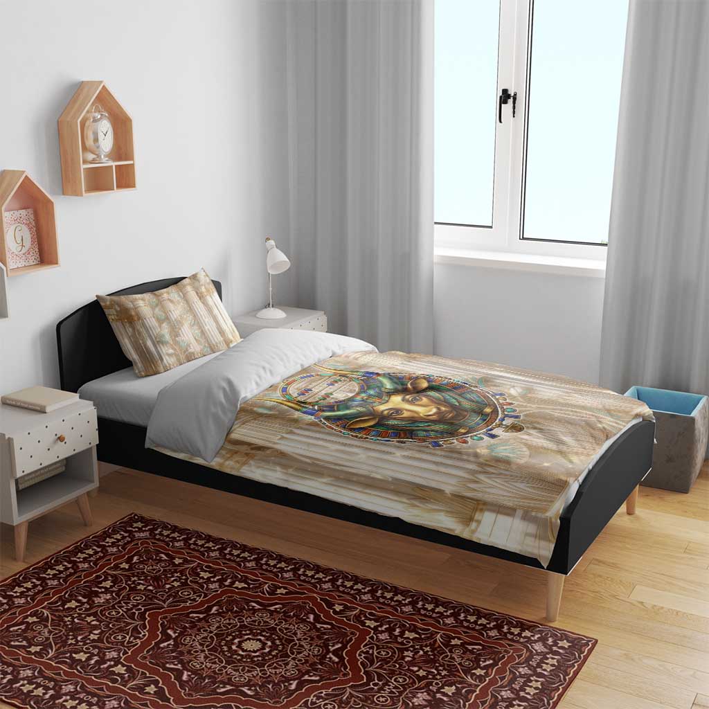 Hathor Bedding Set with Sacred Cow Head Egyptian Fertility Symbolism