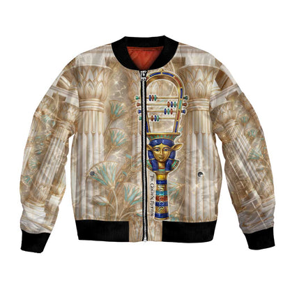Hathor Bomber Jacket with Sacred Cow Head Egyptian Fertility Symbolism
