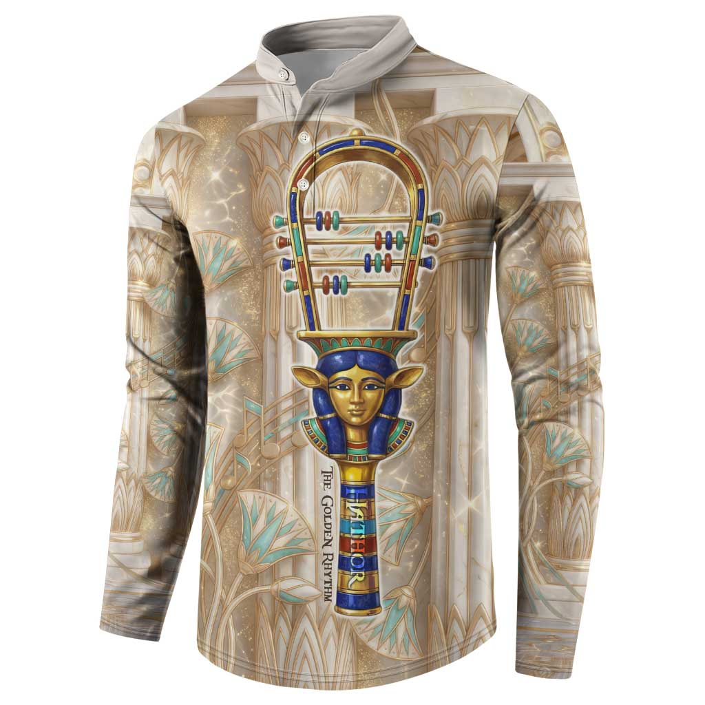 Hathor Button Sweatshirt with Sacred Cow Head Egyptian Fertility Symbolism