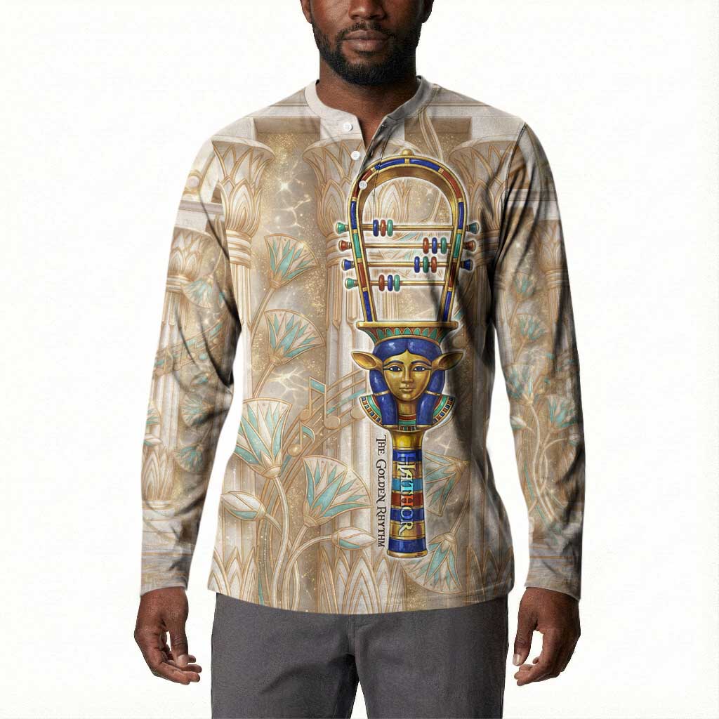 Hathor Button Sweatshirt with Sacred Cow Head Egyptian Fertility Symbolism