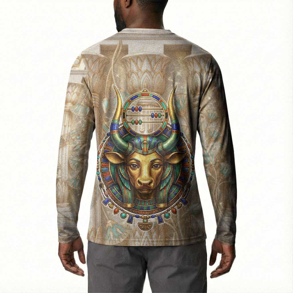 Hathor Button Sweatshirt with Sacred Cow Head Egyptian Fertility Symbolism