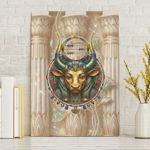 Hathor Canvas Wall Art with Sacred Cow Head Egyptian Fertility Symbolism