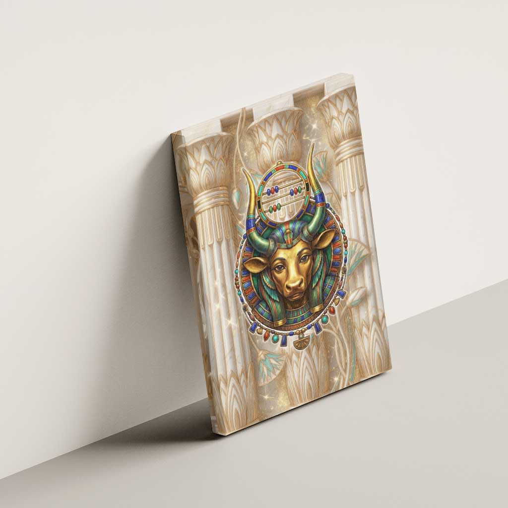 Hathor Canvas Wall Art with Sacred Cow Head Egyptian Fertility Symbolism