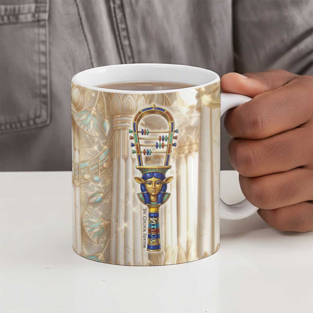 Hathor Ceramic Mug with Sacred Cow Head Egyptian Fertility Symbolism