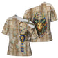 Hathor Cross Shoulder Shirt with Sacred Cow Head Egyptian Fertility Symbolism
