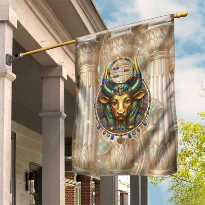 Hathor Garden Flag with Sacred Cow Head Egyptian Fertility Symbolism