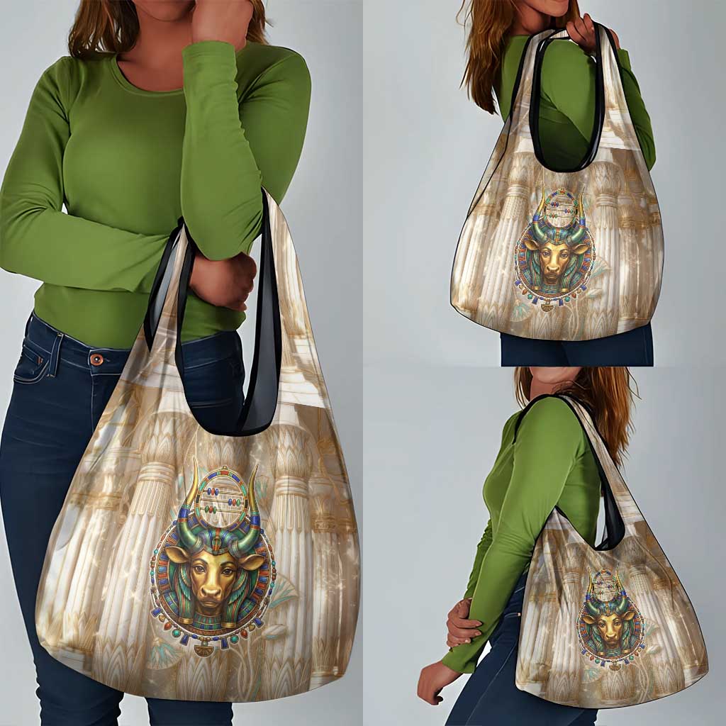 Hathor Grocery Bag with Sacred Cow Head Egyptian Fertility Symbolism