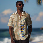 Hathor Hawaiian Shirt with Sacred Cow Head Egyptian Fertility Symbolism