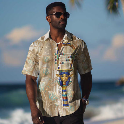 Hathor Hawaiian Shirt with Sacred Cow Head Egyptian Fertility Symbolism