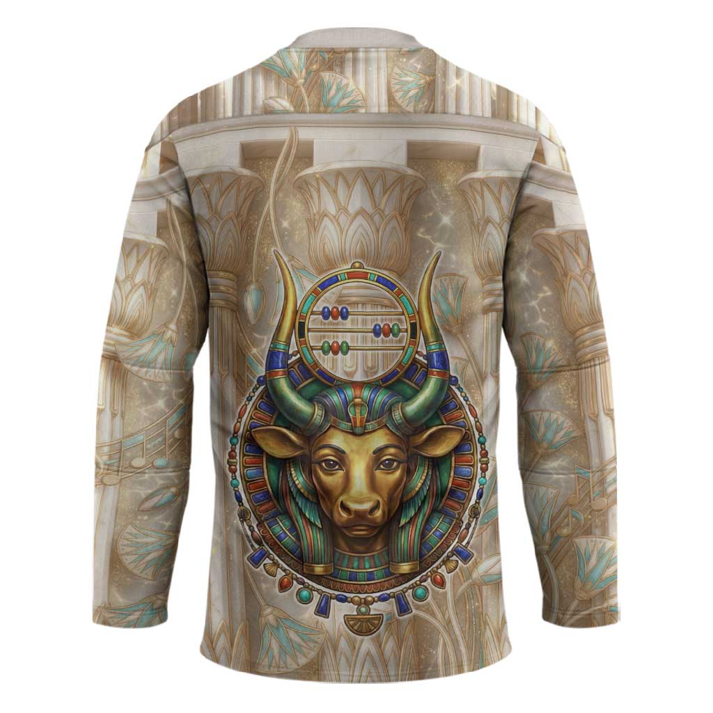 Hathor Hockey Jersey with Sacred Cow Head Egyptian Fertility Symbolism