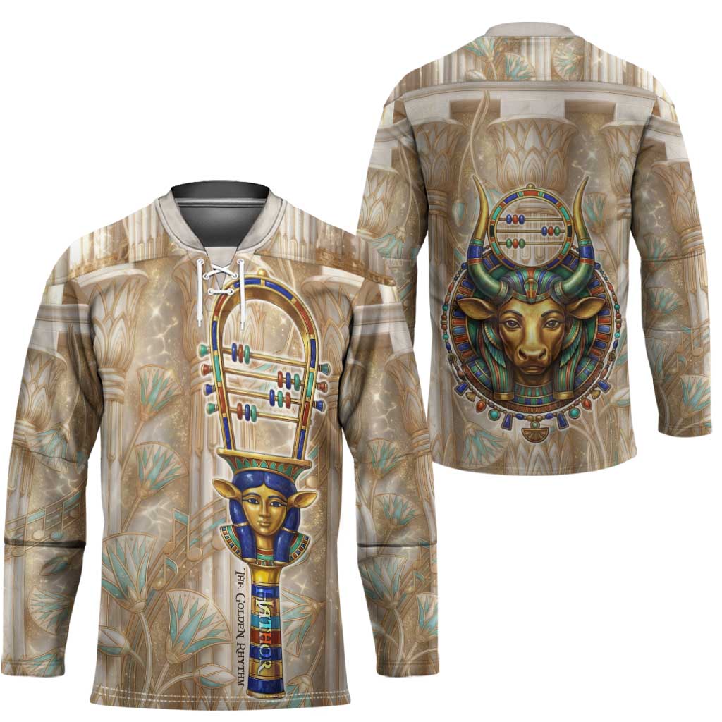 Hathor Hockey Jersey with Sacred Cow Head Egyptian Fertility Symbolism
