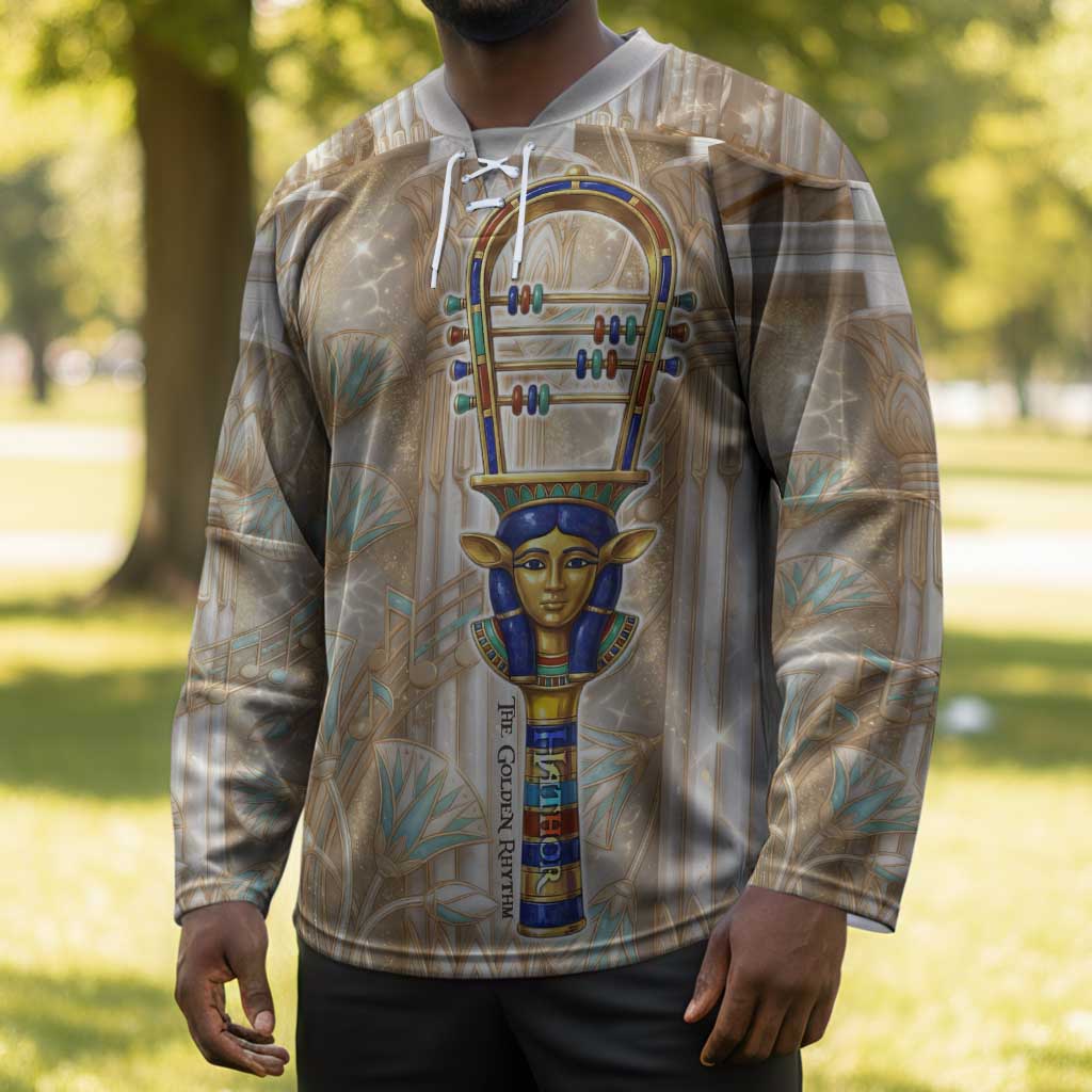 Hathor Hockey Jersey with Sacred Cow Head Egyptian Fertility Symbolism