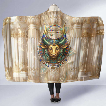 Hathor Hooded Blanket with Sacred Cow Head Egyptian Fertility Symbolism
