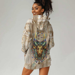 Hathor Hoodie Dress with Sacred Cow Head Egyptian Fertility Symbolism