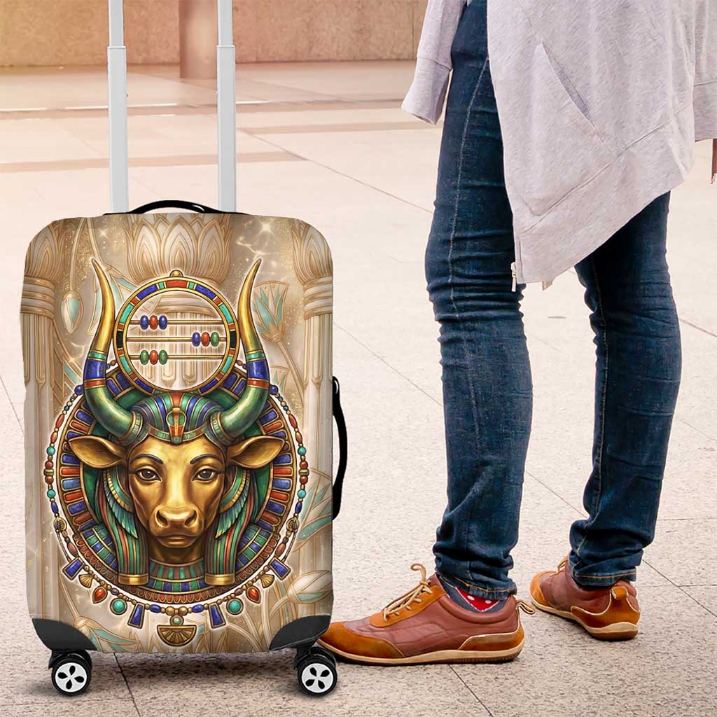 Hathor Luggage Cover with Sacred Cow Head Egyptian Fertility Symbolism