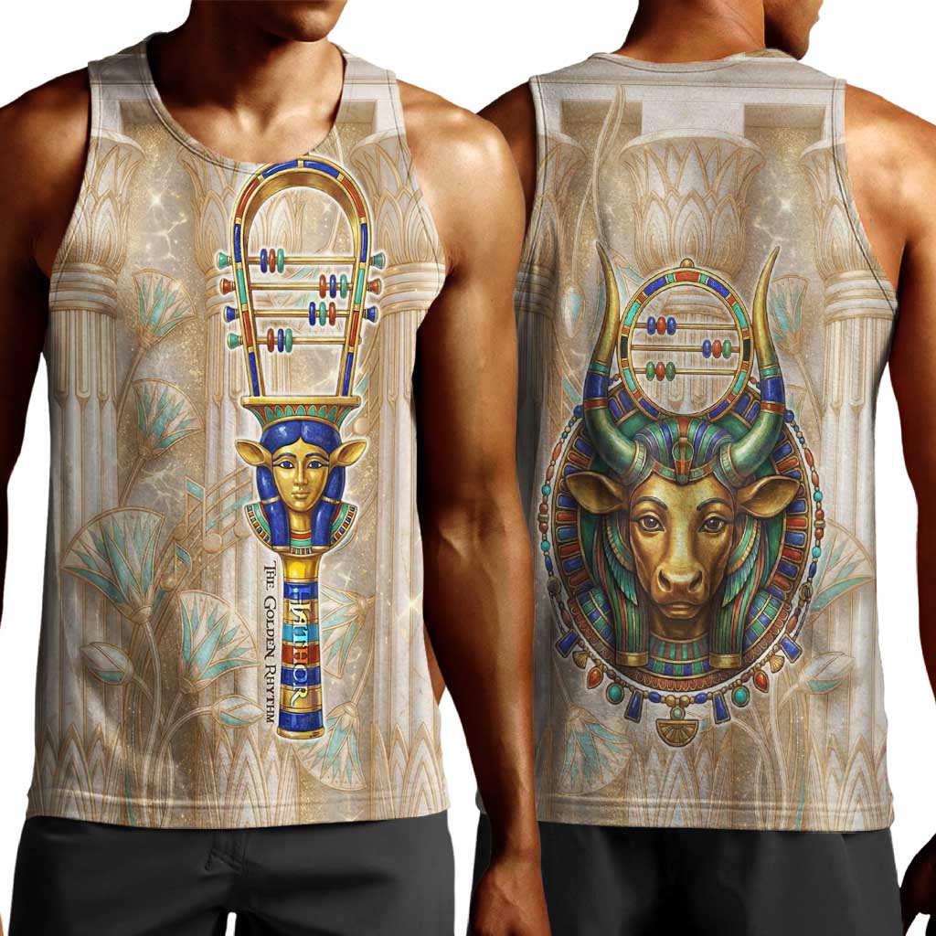 Hathor Men Tank Top with Sacred Cow Head Egyptian Fertility Symbolism