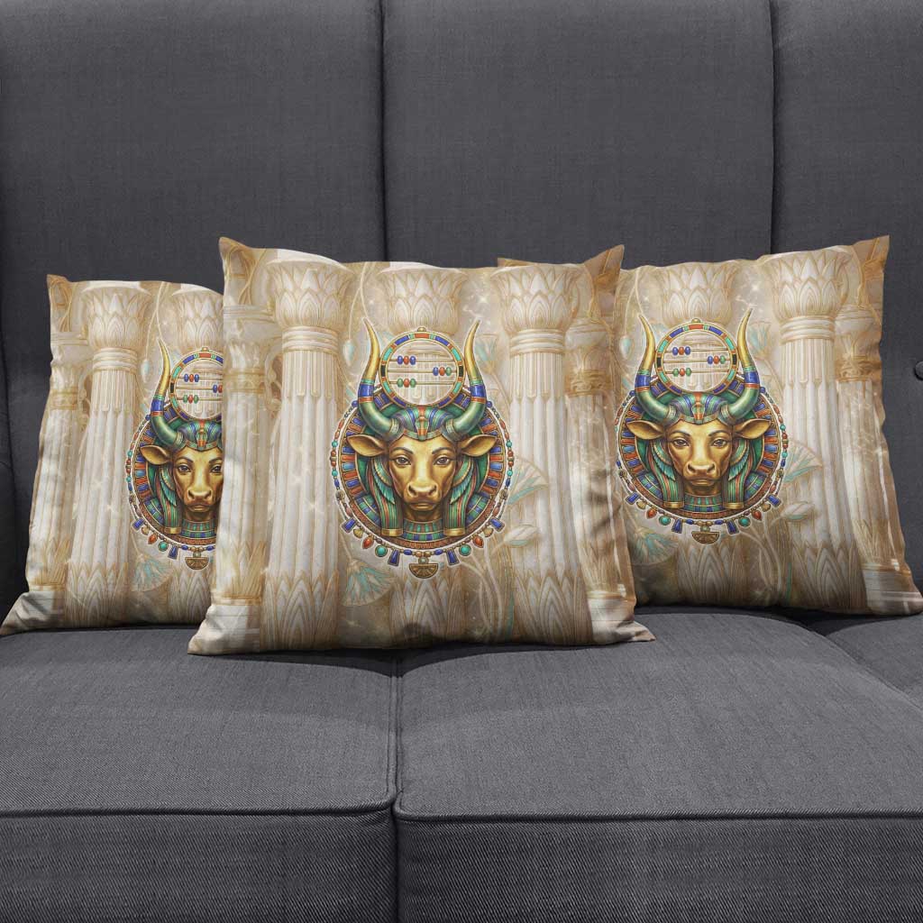 Hathor Pillow Cover with Sacred Cow Head Egyptian Fertility Symbolism