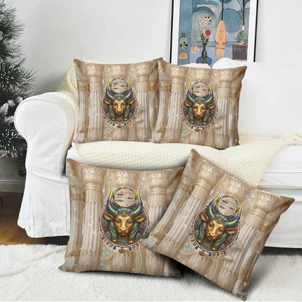 Hathor Pillow Cover with Sacred Cow Head Egyptian Fertility Symbolism