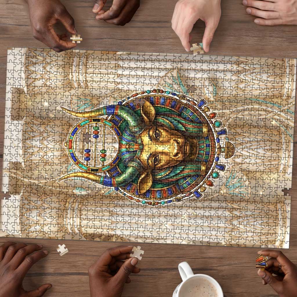 Hathor Puzzle with Sacred Cow Head Egyptian Fertility Symbolism