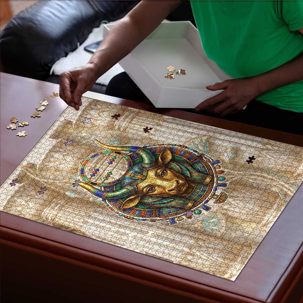 Hathor Puzzle with Sacred Cow Head Egyptian Fertility Symbolism