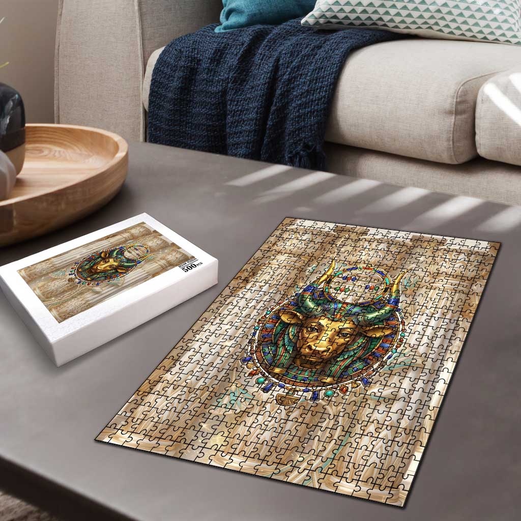 Hathor Puzzle with Sacred Cow Head Egyptian Fertility Symbolism