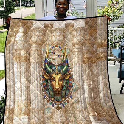 Hathor Quilt with Sacred Cow Head Egyptian Fertility Symbolism