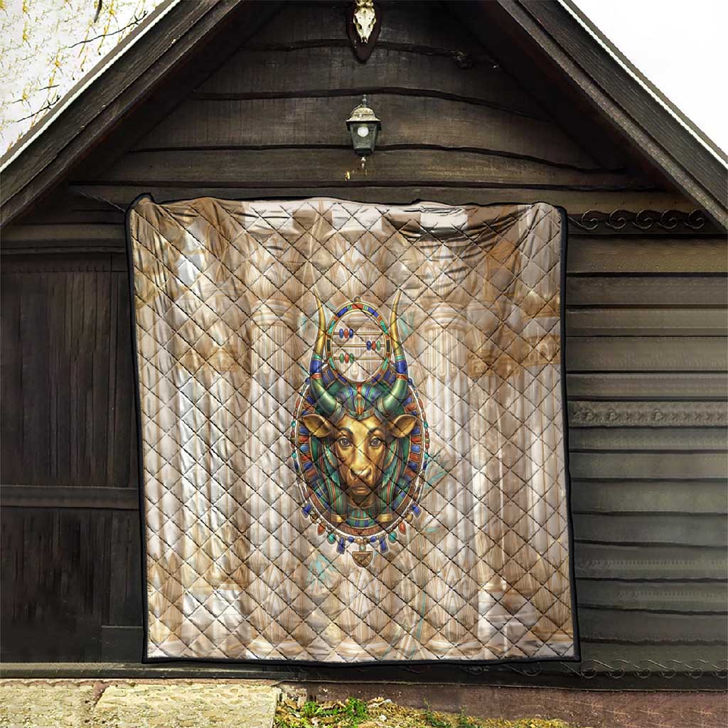 Hathor Quilt with Sacred Cow Head Egyptian Fertility Symbolism