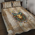 Hathor Quilt Bed Set with Sacred Cow Head Egyptian Fertility Symbolism