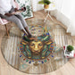 Hathor Round Carpet with Sacred Cow Head Egyptian Fertility Symbolism