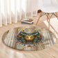 Hathor Round Carpet with Sacred Cow Head Egyptian Fertility Symbolism