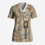 Hathor Scrub Top with Sacred Cow Head Egyptian Fertility Symbolism