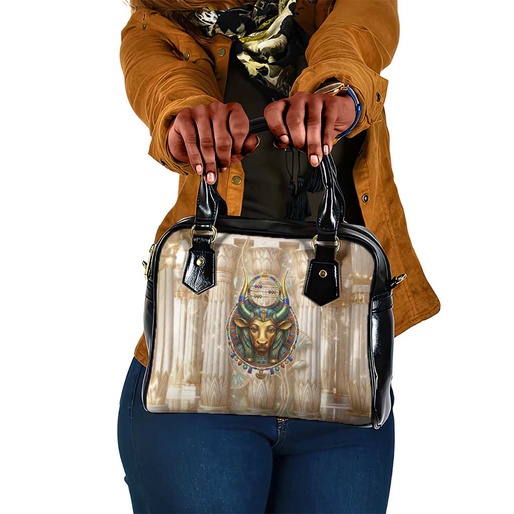 Hathor Shoulder Handbag with Sacred Cow Head Egyptian Fertility Symbolism